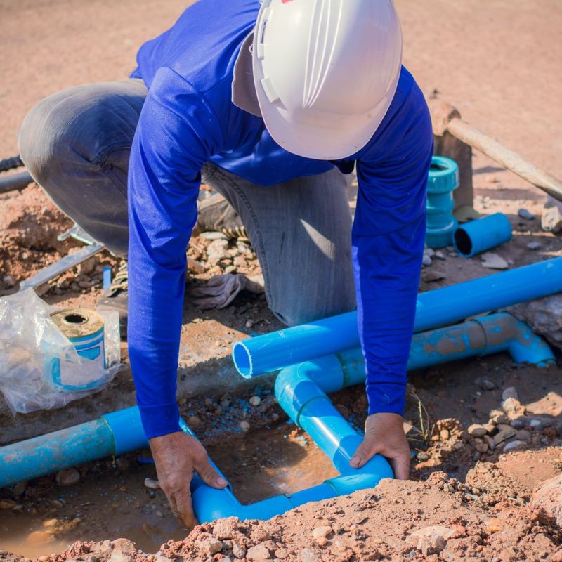 Engineer inspecting pipe leak underground